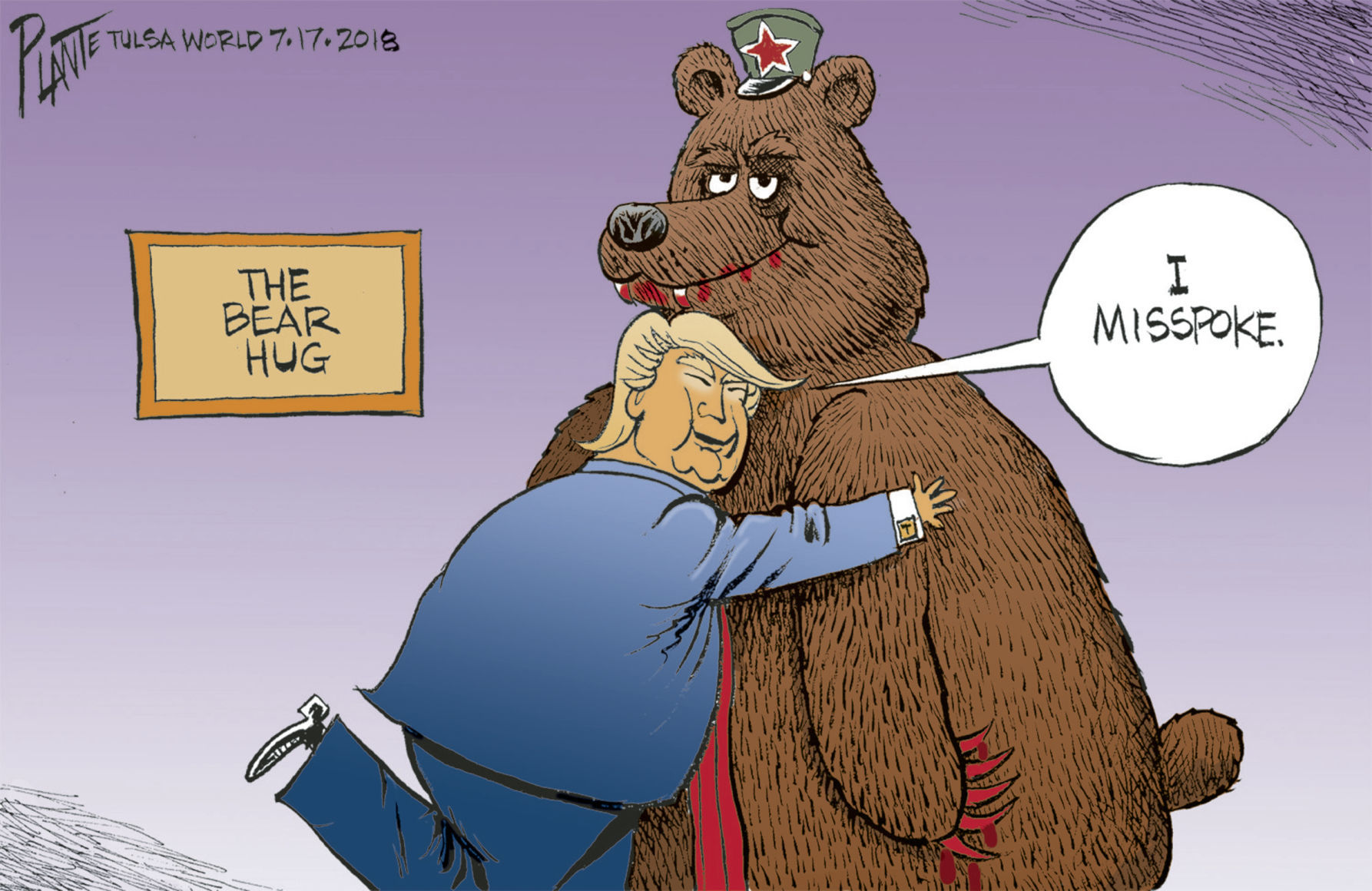 Bruce Plante Cartoon: Trump's Bear Hug